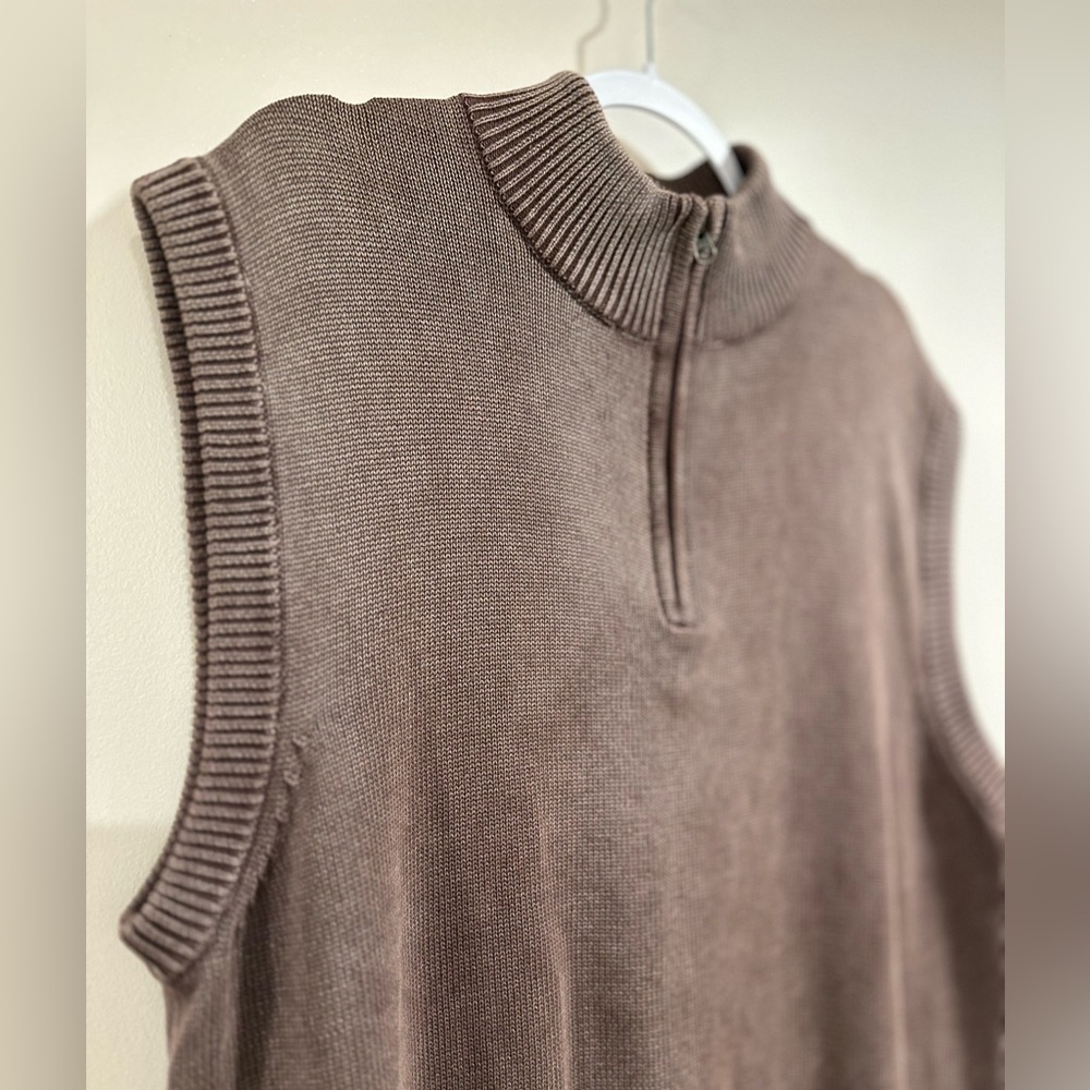 FREE* Red Head BassPro Shops Brown Sweater Vest Cotton 1/4 zip Mock Neck Size XL - Picture 7 of 16